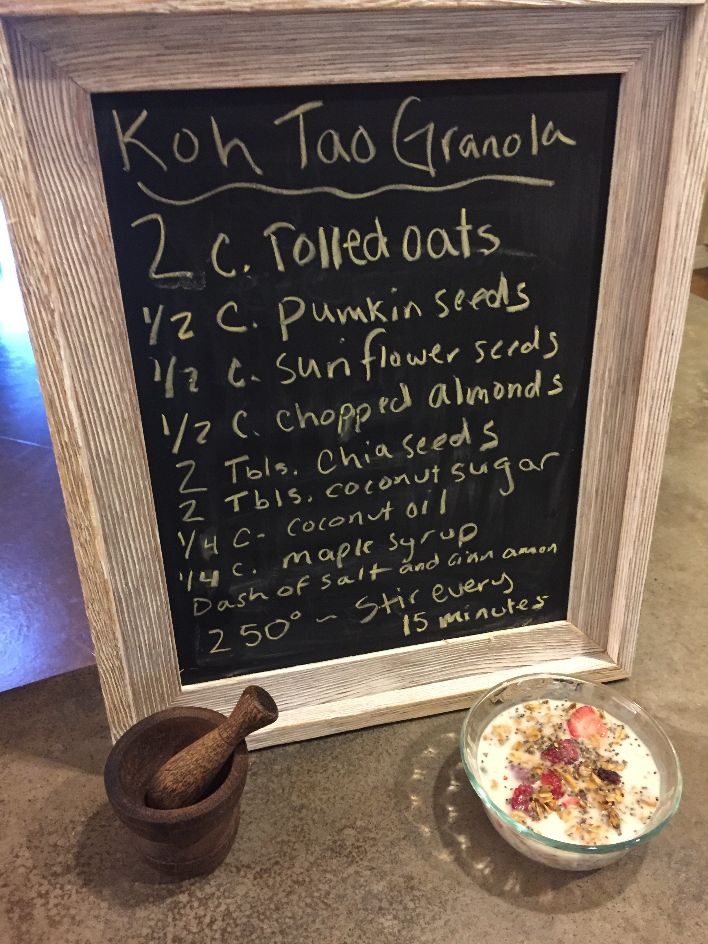 While traveling in Koh Tao Thailand I ate the yummiest gluten free granola. So I came home and recreated the homemade granola.